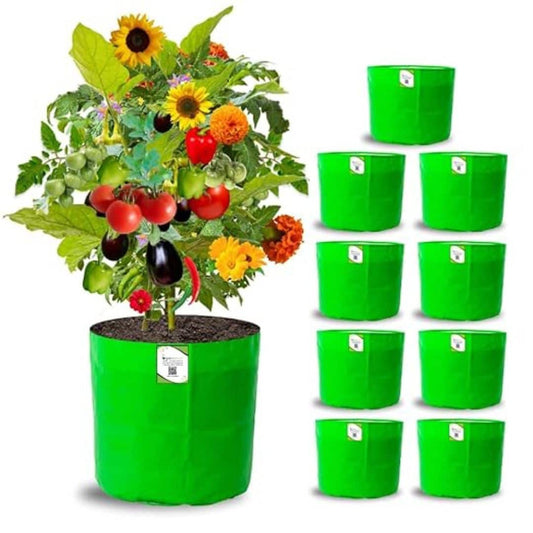 LX INDIA Grow Bags ORGANIC BAZAR 12x12 Grow Bags for Terrace Garden, Premium HDPE 260 GSM Green Planters for Vegetables, Flowers, and Indoor Outdoor Plants (Pack of 10)