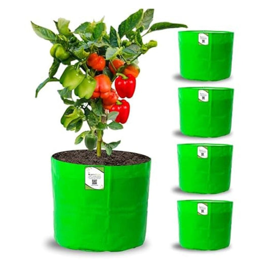 LX INDIA Grow Bags ORGANIC BAZAR 15x15 Grow Bag Premium HDPE 260 GSM Green Plant Bags (Pack of 5)
