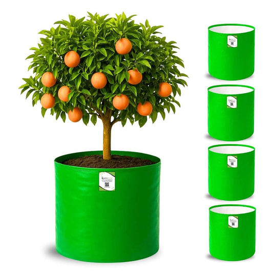 LX INDIA Grow Bags ORGANIC BAZAR 18x18 Big Size Grow Bags Premium HDPE 260 GSM, Green Plant Bags, Pack of 5