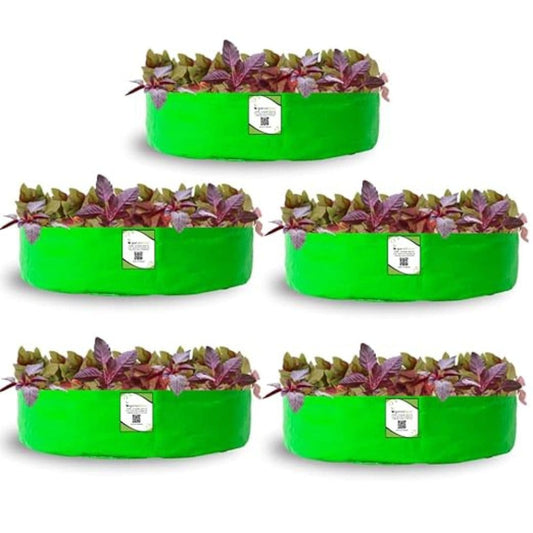 LX INDIA Grow Bags ORGANIC BAZAR 18x6 Grow Bag Premium HDPE 260 GSM Green Plant Bags for Leafy Vegetables (Pack of 5)