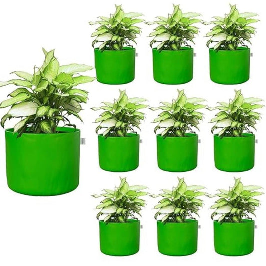 LX INDIA Grow Bags ORILEY Grow Bag Heavy Duty HDPE Plants (Green, Round Without Handle, 250 GSM 15 x 12 inch Pack of 10)