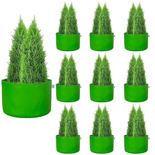 LX INDIA Grow Bags Oriley Grow Bag Heavy Duty HDPE Plants (Green, Round Without Handle, 250 GSM 18 x 12 inch Pack of 10)