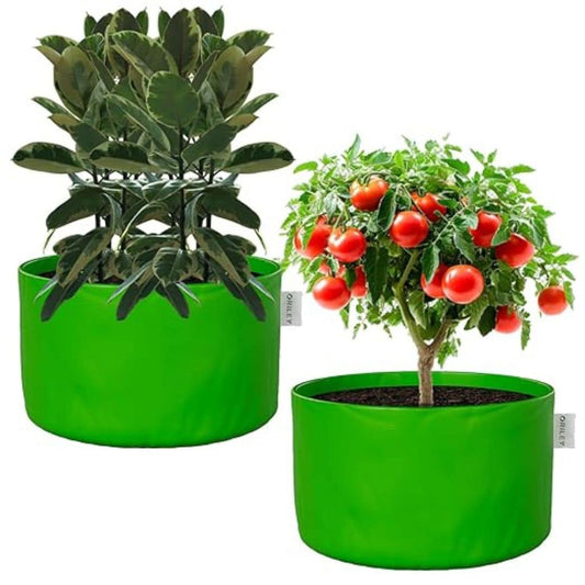 LX INDIA Grow Bags Oriley Grow Bag Heavy Duty HDPE Plants (Green, Round Without Handle, 250 GSM 24 x 24 inch Pack of 2)