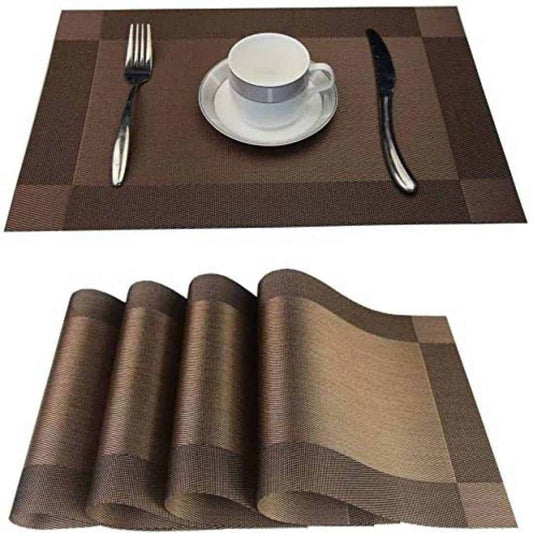 LXINDIA mats P-Plus International Heat Resistant Table Mats (Set of 4, Brown)