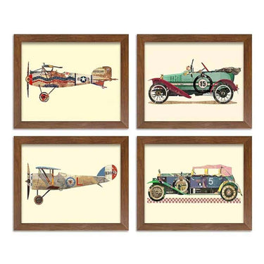 LXINDIA photo frame Painting Mantra Vintage Aeroplane Car Synthetic Wood Framed Painting