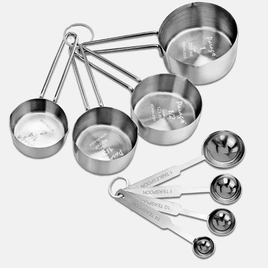LX INDIA Measuring Spoon Parage Stainless Steel Measuring Cups & Spoon (WH,Set of 4 Cups & 4 Spoons)