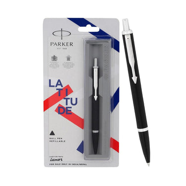 LXINDIA Pens Parker Latitude Matte Black Chrome Trim Ball Pen Ink Color  Blue