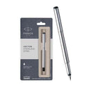 LXINDIA Pens Parker Vector Stainless Steel Chrome Trim Fountain Pen (Fine Nib)