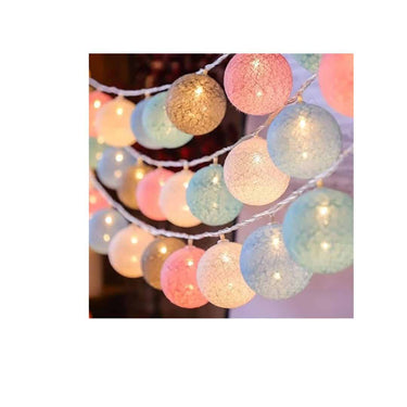 LXINDIA Fancy Lights Party Propz Multicolour Cotton Ball Lights for Decoration 4 Meter 10 LED Series Lights