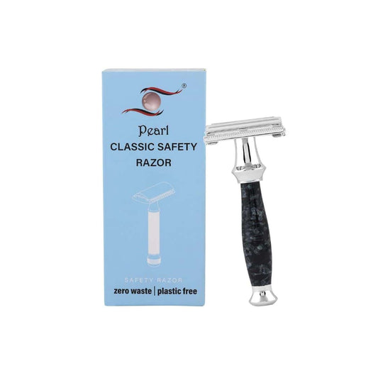 LXINDIA shaving razor PEARL Men Shaving Double Edge Safety Razor (Ss 95 Marble Black)