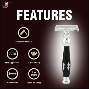 LXINDIA shaving razor Pearl Shaving Double Edge Butterfly Safety Razor P- 81D (Black)