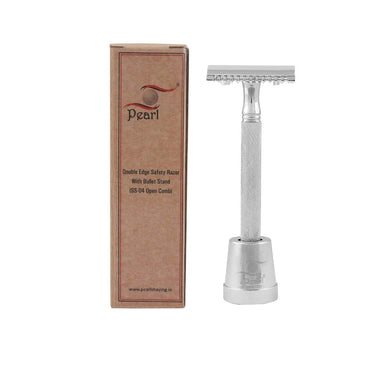 LXINDIA shaving razor Pearl Shaving Double Edge Open Comb Safety Razor (SS 04) With Stand