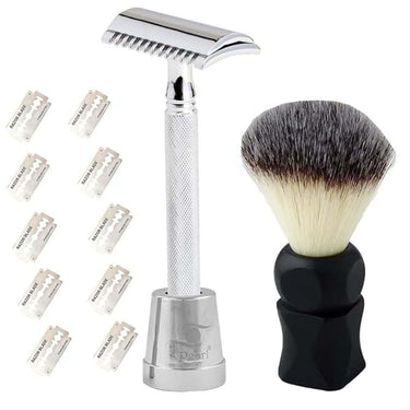 LXINDIA shaving razor Pearl Shaving Double Edge Razor (SS 04OC With stand And Shaving Brush 16 Matt)