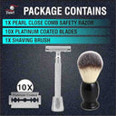 LXINDIA shaving set Pearl Shaving Double Edge Safety Razor (SS 01CC With stand And Shaving Brush 11 SY)