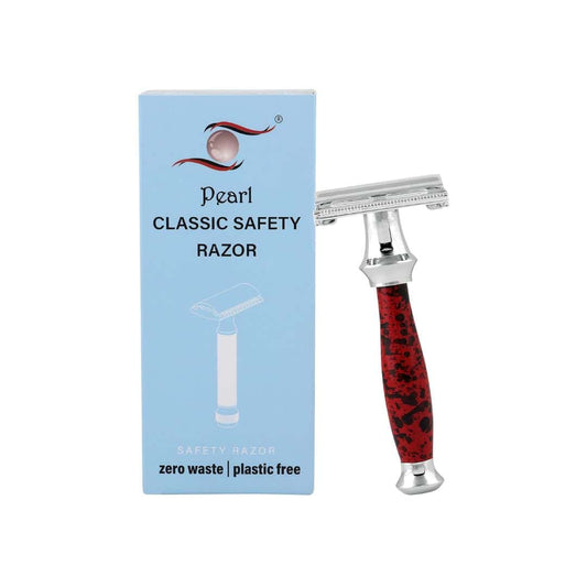 LXINDIA shaving razor Pearl Shaving Double Edge Safety Razor (SS 95 Marble Red)