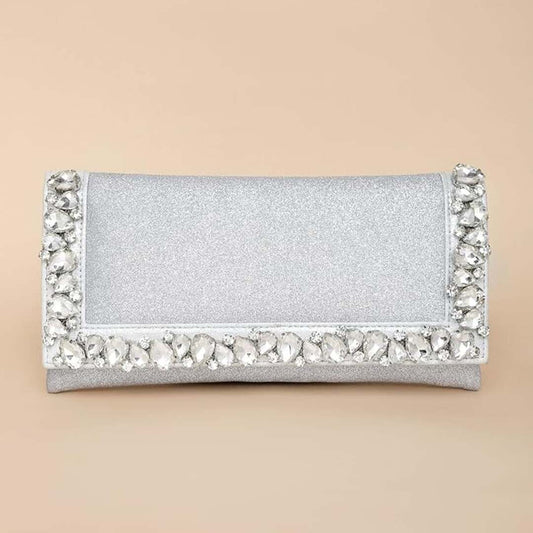 LX INDIA Bag Silver Peora Clutch Purses for Women