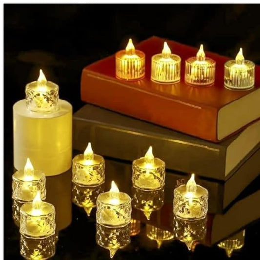 LX INDIA Diyas perpetual LED Candles for Home Decoration - 12 Pcs Electric, LED Diya Lights