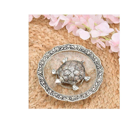 LXINDIA Show Piece perpetual Silver Tortise for Good Luck Showpiece Silver Tortoise plate