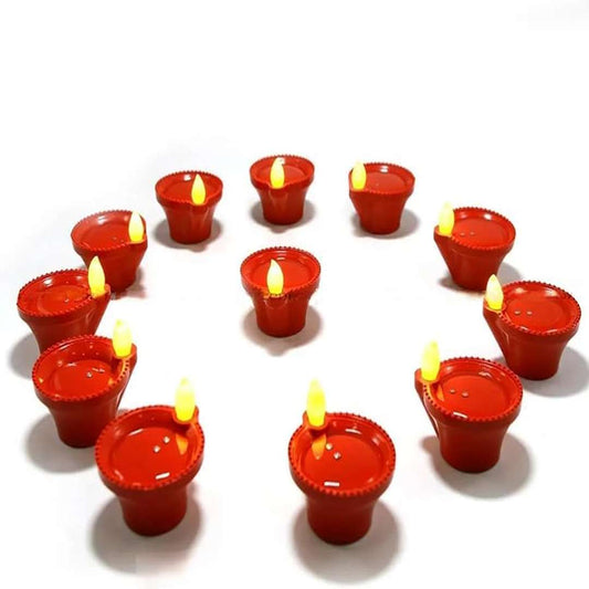 LX INDIA LED DIYAS perpetual Water Sensor Diya for Home Decoration - 6 Pcs Electric Flameless & Smokeless LED Diya Lights,New Year,