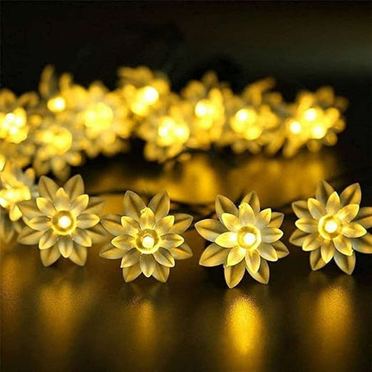 LX INDIA lights PESCA Lotus Flower String Lights for Indoor Outdoor Decoration (3 Meter 15 LED, Warm White)