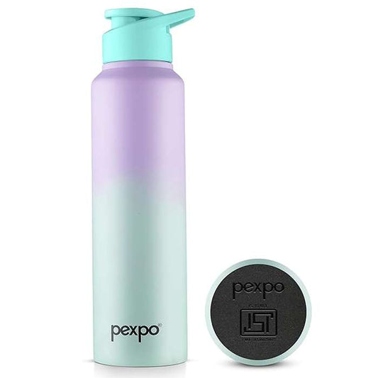 LX INDIA Water Bottle PEXPO Craft Pro 1000,950 ml ISI Certified Stainless Steel Sports/Fridge Water Bottle (Purple-Green)