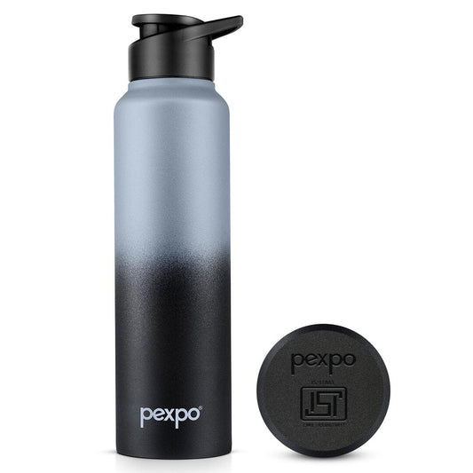LX INDIA Bottle PEXPO Craft Pro 1000 ISI Certified Stainless Steel Sports/Fridge Water Bottle with Sipper Cap, 950ml, Grey-Black Ombre, BPA Free, Water Bottle