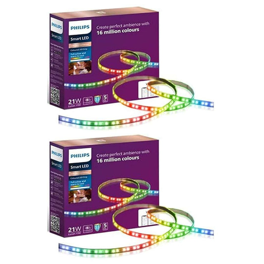 LX INDIA smart led strip lights PHILIPS 5 meter Wi-Fi Smart LED Strip Light, Pack of 2 (Wiz) Polycarbonate, Multicolor