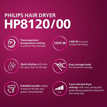 LXINDIA Dryer Philips Hair Dryer 1200 W HP8120/00