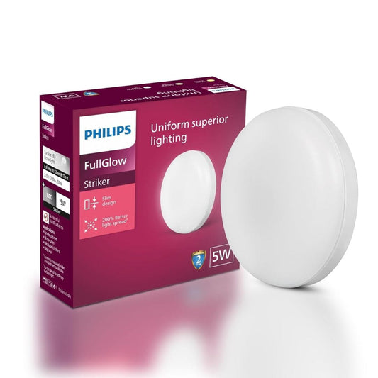 LX INDIA Motion Sensor Lights PHILIPS Rimless Full Glow 5-watt Round LED Surface Downlighter | Striker Surface Under Cabinet LED Light for Decoration | Cool Day Light, (Pack of 2)