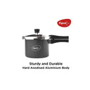 LXINDIA cookware Pigeon By Stovekraft Hard Anodised  3 Litre Pressure Cooker (Black)