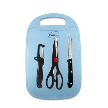 LXINDIA Choping Board Pigeon Shears 4 Piece Kitchen Knife Set with Chopping Board