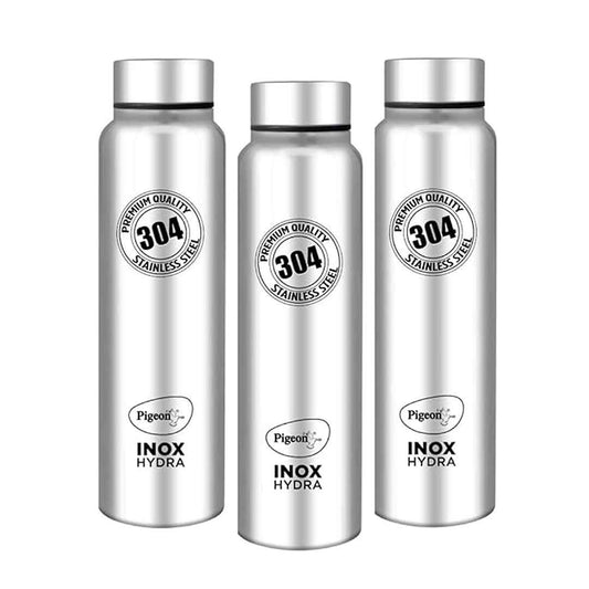 LX INDIA Water Bottle Pigeon Stainless Steel Inox Hydra Plus 900Ml Pack Of 3,Silver