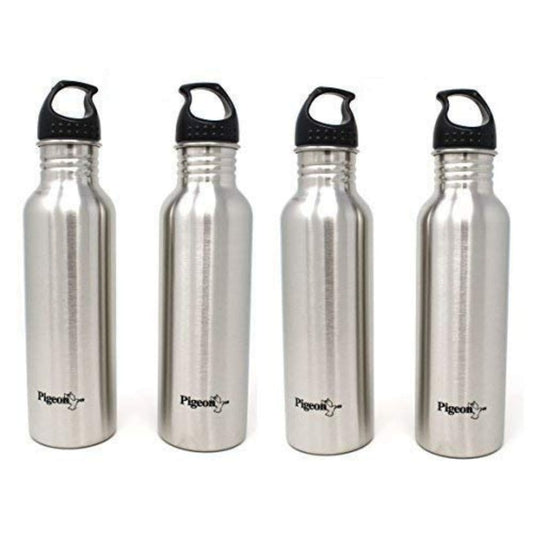 LX INDIA Water Bottle Pigeon Stainless Steel Water Bottle Set, 750ml, Set of 4, Silver