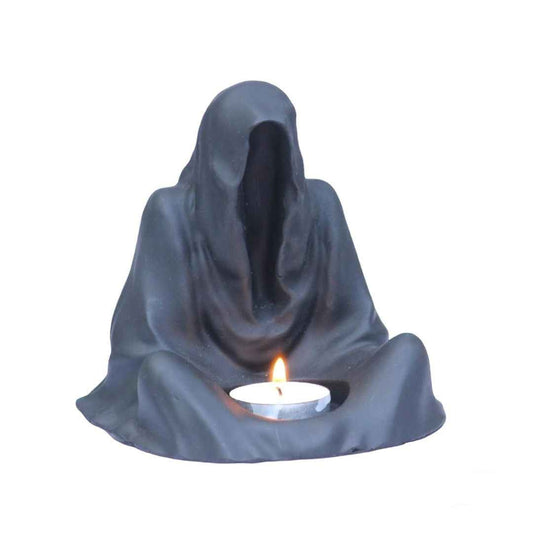 LX INDIA Candle Holders PIHUTIQUE Arts Resin Halloween Magician Ghost Tealight Holder, Black