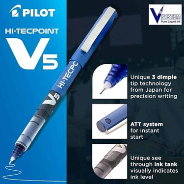 LXINDIA Pens Pilot Hi Tecpoint V5 Extra Fine Point Pure Liquid Ink Roller Ball Pen (1 Blue 1 Black 1 Red)