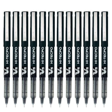 LXINDIA Pens Pilot Hi Tecpoint V5 Extra Fine Point Pure Liquid Ink Roller Ball Pen (Black Ink) Pack of 12