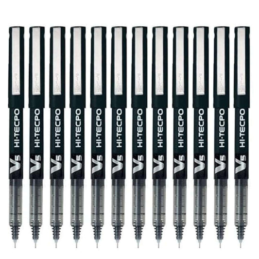 LXINDIA Pens Pilot Hi Tecpoint V5 Extra Fine Point Pure Liquid Ink Roller Ball Pen (Black Ink) Pack of 12