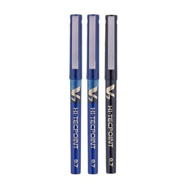 LXINDIA Pens Pilot Hi Tecpoint V7 Fine Point Pure Liquid Ink Roller Ball Pen (2Blue and 1Black) pack of 2