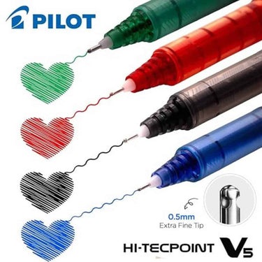 LXINDIA Pens Pilot V5 Roller Fine Ball Pen Pack of 10 (7Blue 1Black 1Red 1Green)