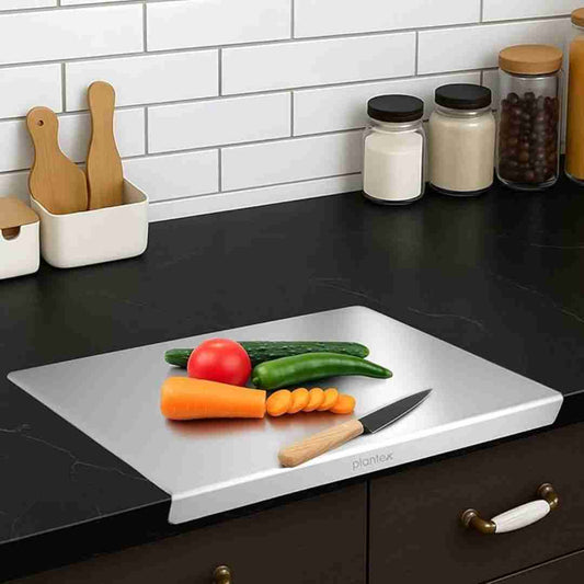 LX INDIA Chopping Board Plantex Stainless Steel Chopper Board for Kitchen Use L-Shape Chopping Board 23L x 35.5W x 2Th