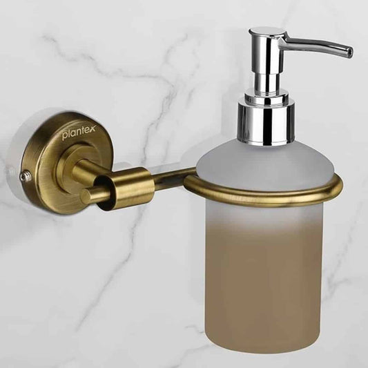 LXINDIA Shampoo Dispenser Plantex Stainless Steel Liquid Shampoo Dispenser (Brass Antique)
