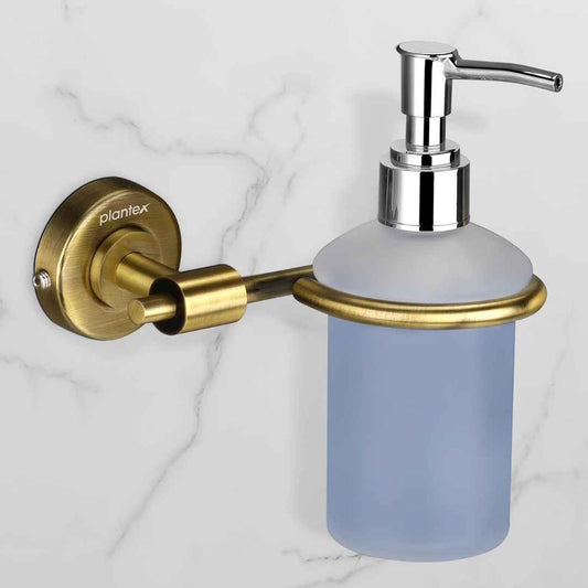 LXINDIA Shampoo Dispenser Plantex Stainless Steel Liquid Shampoo Dispenser - Daizy (Antique)
