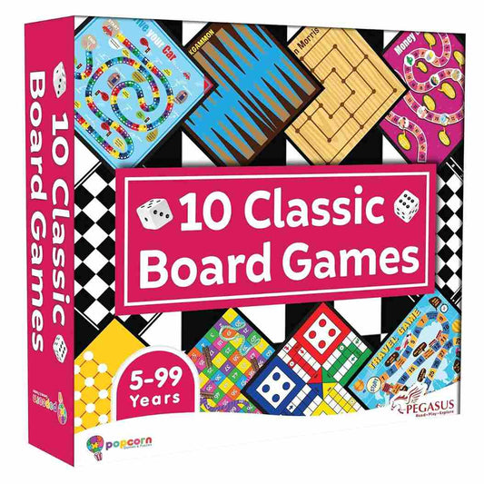 LXINDIA BOARD GAME Popcorn Games & Puzzles 10 in 1 Classic Board Games for Smart Kids