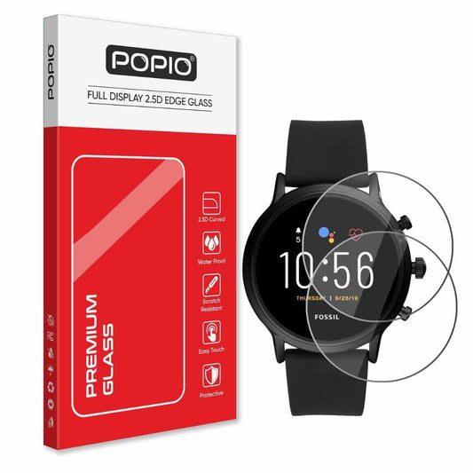 LX INDIA watch screen protector foils POPIO Edge To Edge Full Screen Coverage Tempered Glass Screen Edge-To-Edge Protector for Fossil Carlyle/Julianna GEN 5 Digital Smartwatch with Installation Kit (Transparent) - Pack of 2