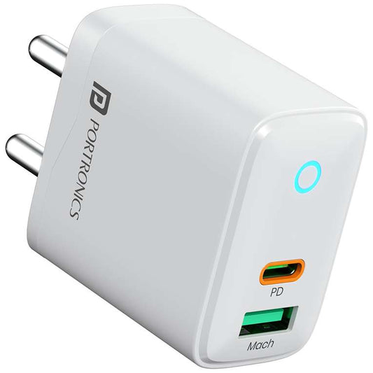 LX INDIA Mobile Charger Portronics 35W Adapto 35B Dual Port Fast Charging Adaptor with Type C PD Port
