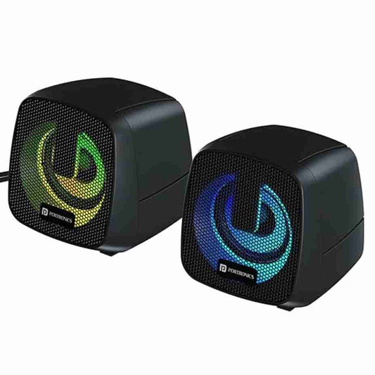 LX INDIA speaker Portronics 6W in Tune 6 HD Sound 2.0 Channel Portable Desktop PC Speaker (Black)