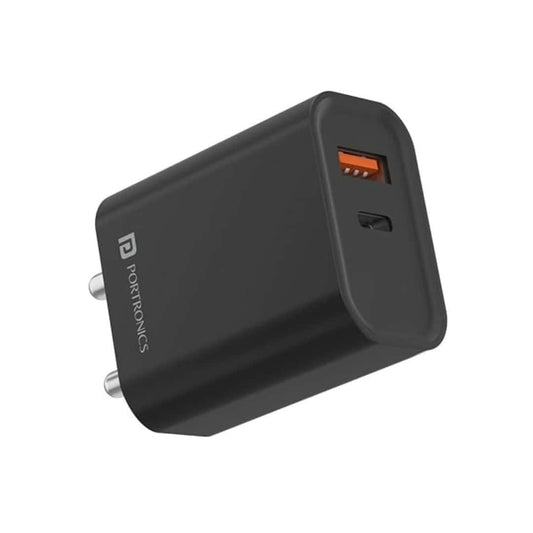 LXINDIA Mobile Charger Portronics Adapto 45 20W Mach USB and Type C Dual Output Super Fast Charger