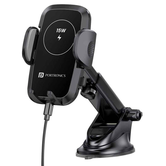 LX INDIA charging stand Portronics Charge Clamp 2 Mobile Holder with Wireless Charging (Black)