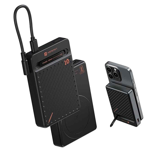 LX INDIA Power Bank Portronics Chyro 10000mAh 15W Magnetic Wireles Powerbank(Black)