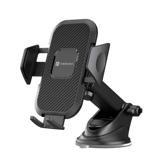 LX INDIA Mobile Holder Portronics Clamp M Car Mobile Holder with 360° Rotational (Black)